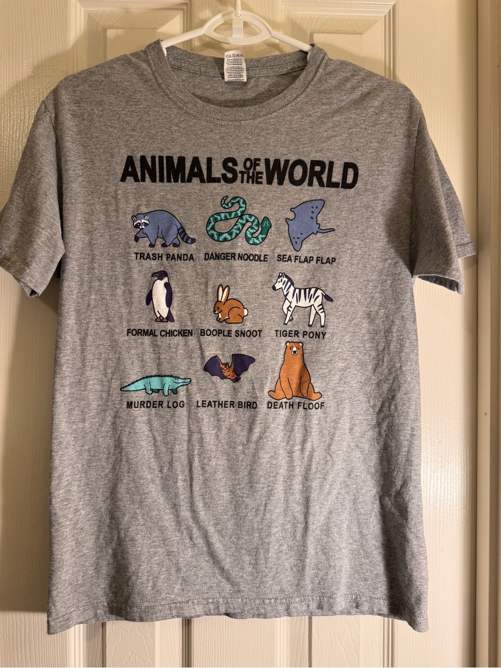 Fruit of the Loom Funny Gray 'Animals of the World' Graphic Tee